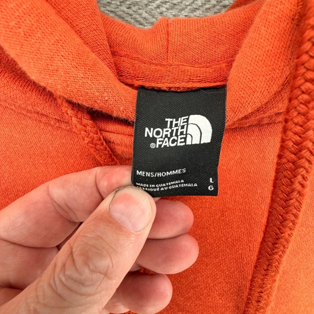 The North Face Mens Box Logo Hoodie Orange Never Stop Exploring Large Pullover